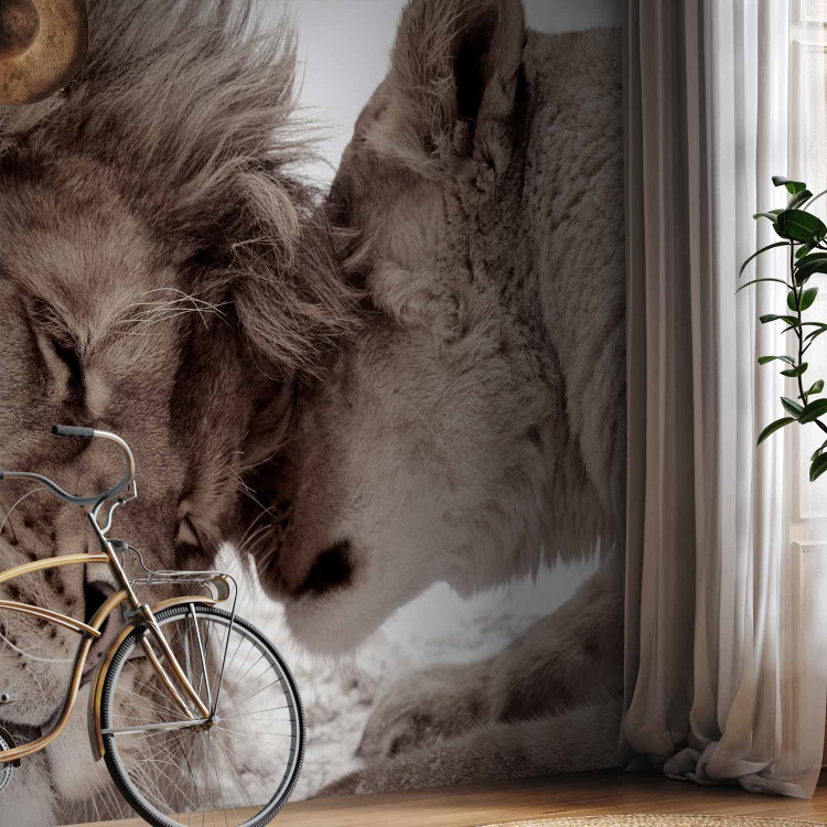 Wall Mural Lion Tenderness (Sepia) 126820 additionalImage 7