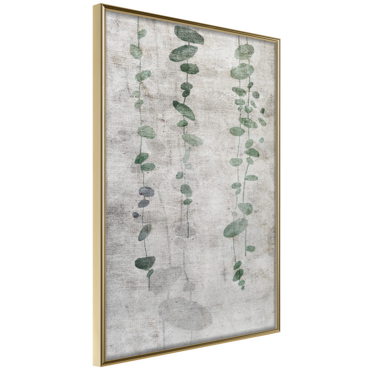 Poster Grapevine - composition of green leaves on a gray fabric texture 127520 additionalImage 12