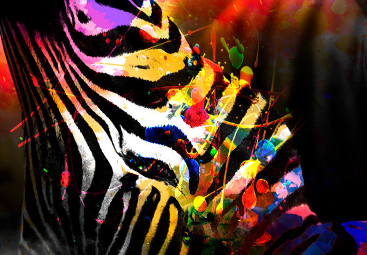 Canvas Happy Zebra (1-part) wide - abstract colorful animal 129120 additionalImage 5
