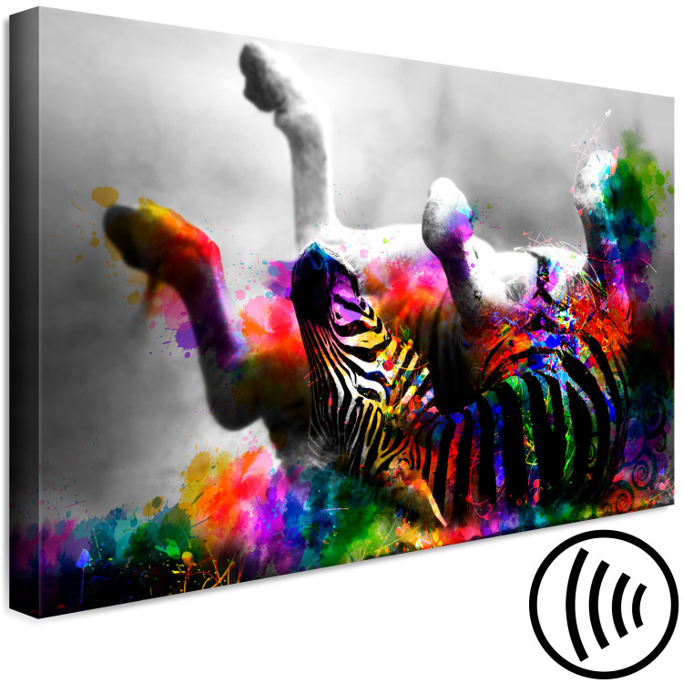 Canvas Happy Zebra (1-part) wide - abstract colorful animal 129120 additionalImage 6