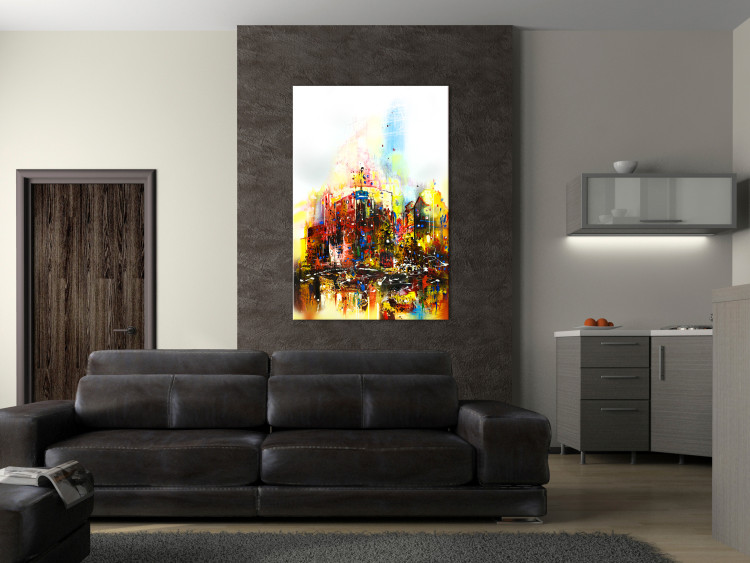 Canvas Print Colorful Journey (1-piece) Vertical - colorful abstraction of a city 130420 additionalImage 3