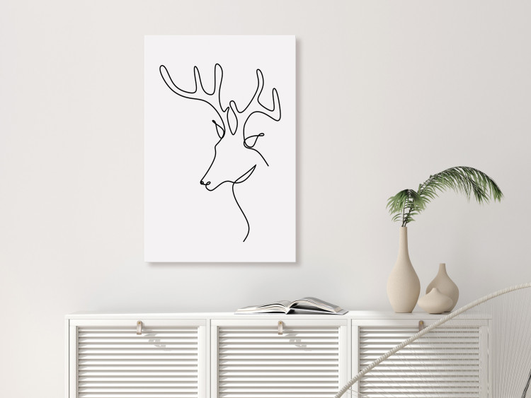 Canvas Print Deer profile - black and white line art abstraction 130720 additionalImage 3
