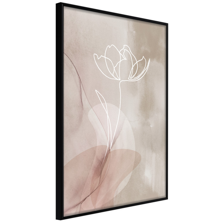 Poster Expanded Trace - white line art of a plant on an abstract beige background 130820 additionalImage 13