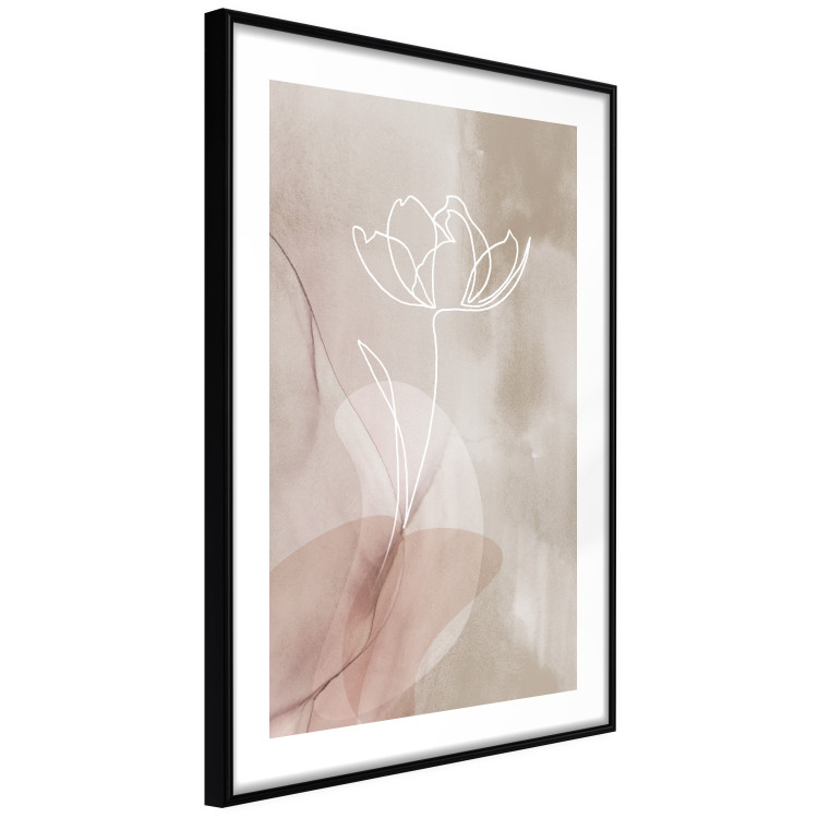 Poster Expanded Trace - white line art of a plant on an abstract beige background 130820 additionalImage 8