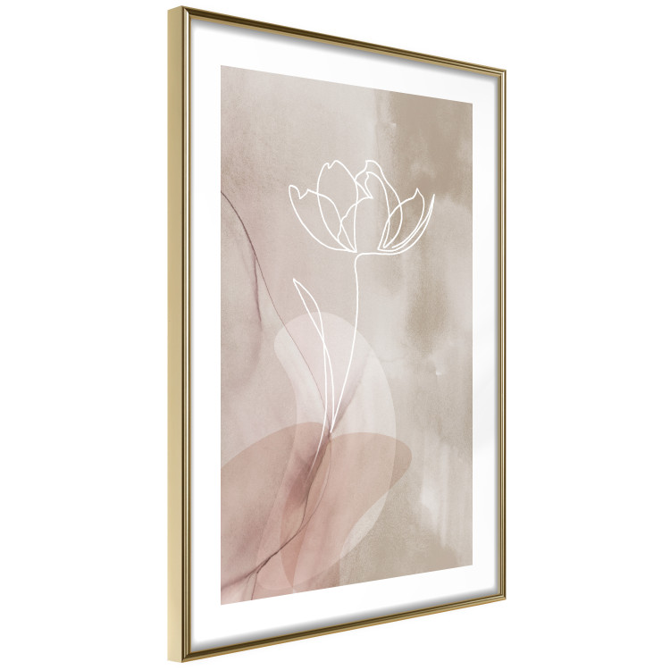 Poster Expanded Trace - white line art of a plant on an abstract beige background 130820 additionalImage 9