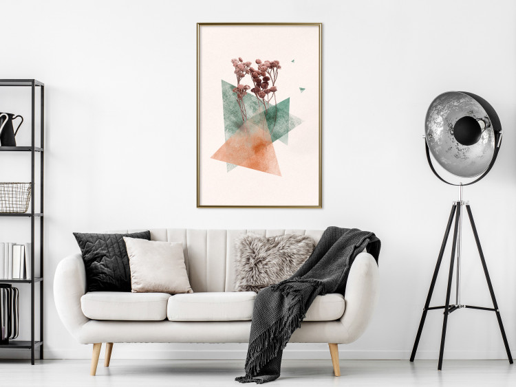 Poster Modernist Flower - abstract colorful triangles with plants 131820 additionalImage 7