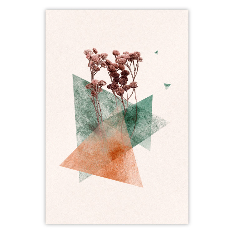 Poster Modernist Flower - abstract colorful triangles with plants 131820
