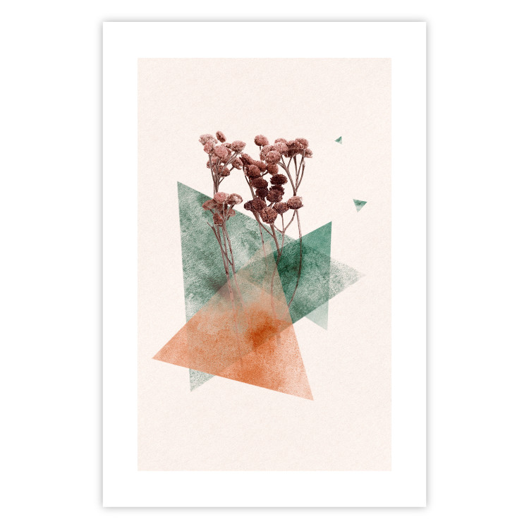 Poster Modernist Flower - abstract colorful triangles with plants 131820 additionalImage 18