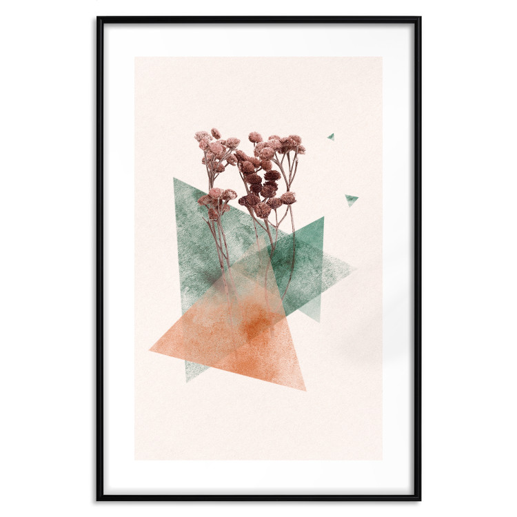 Poster Modernist Flower - abstract colorful triangles with plants 131820 additionalImage 27