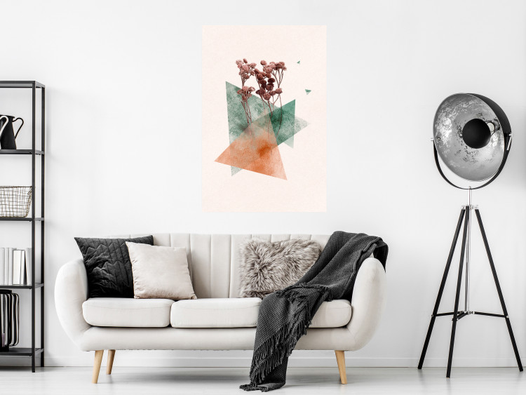 Poster Modernist Flower - abstract colorful triangles with plants 131820 additionalImage 4