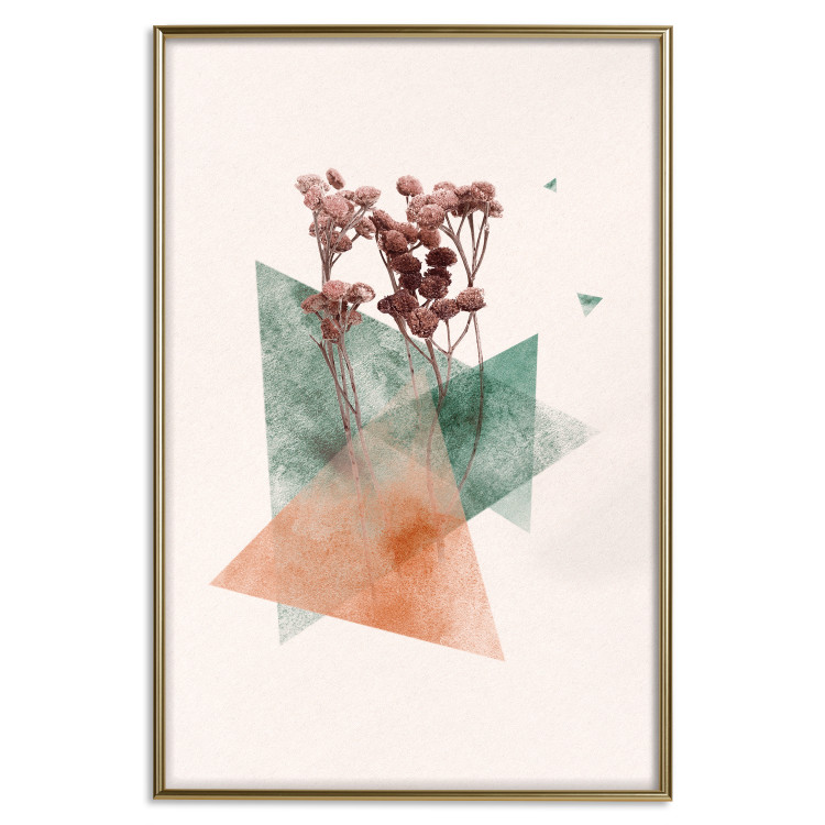 Poster Modernist Flower - abstract colorful triangles with plants 131820 additionalImage 24
