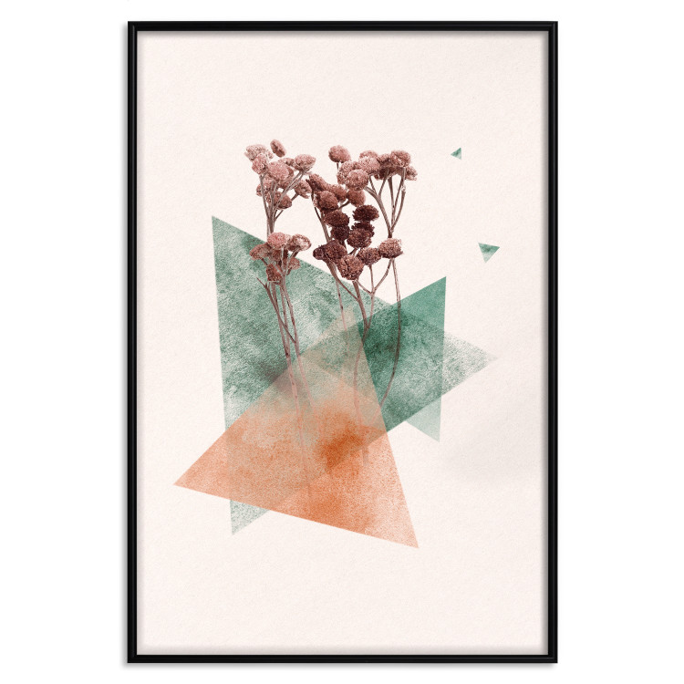 Poster Modernist Flower - abstract colorful triangles with plants 131820 additionalImage 25
