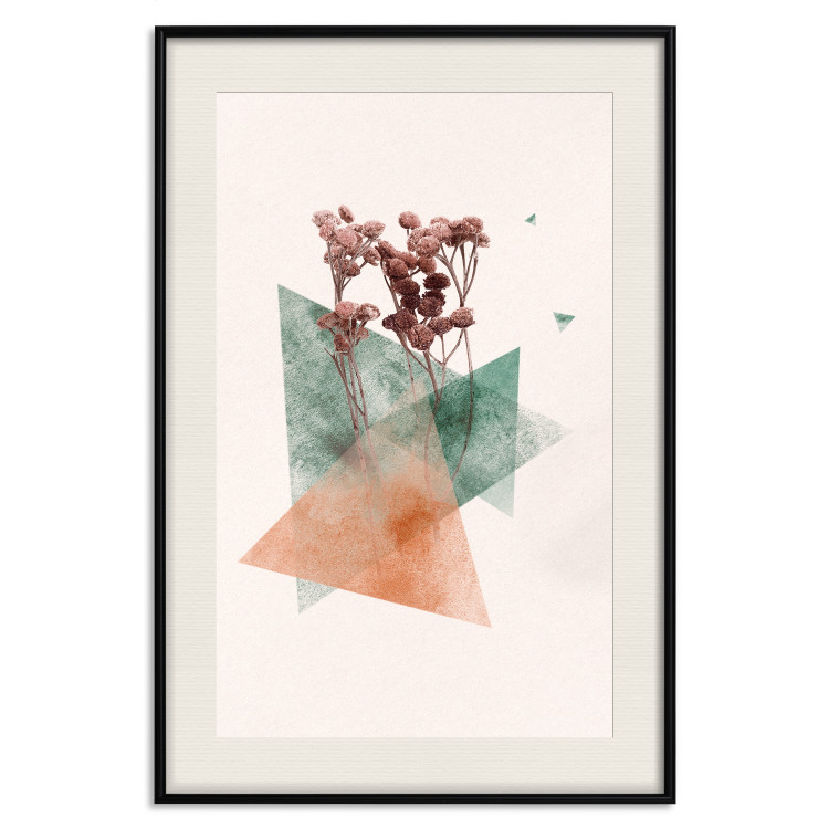 Poster Modernist Flower - abstract colorful triangles with plants 131820 additionalImage 23