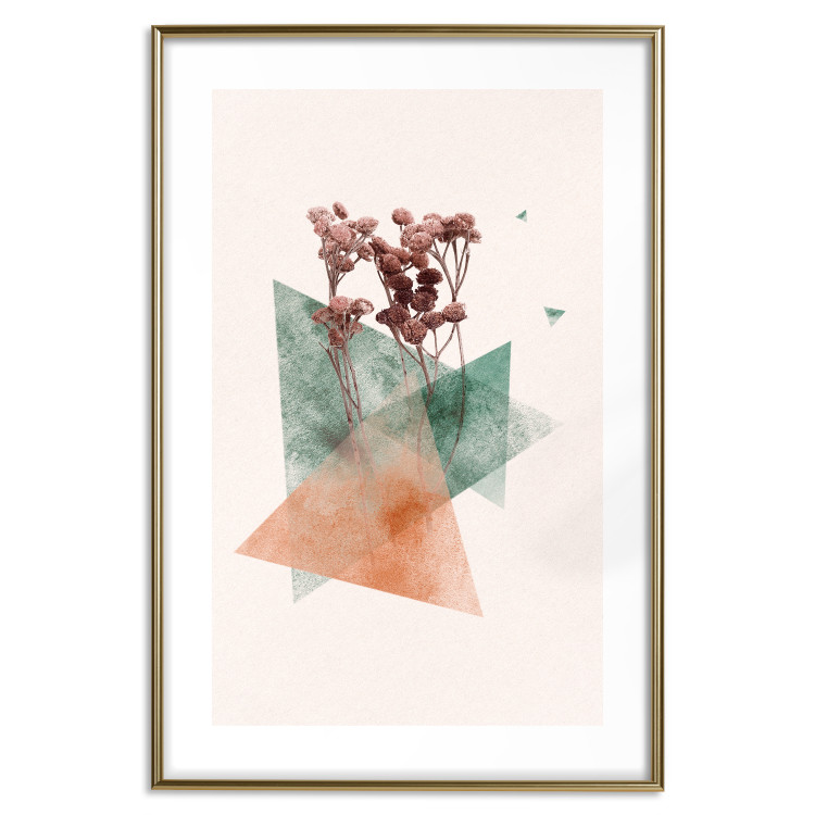 Poster Modernist Flower - abstract colorful triangles with plants 131820 additionalImage 26