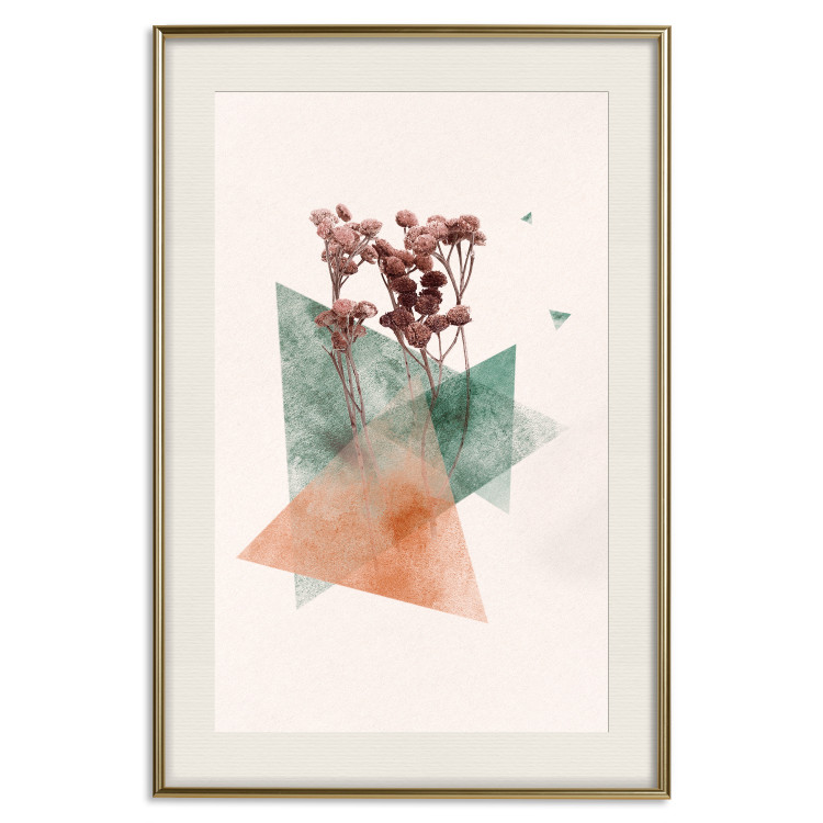 Poster Modernist Flower - abstract colorful triangles with plants 131820 additionalImage 22