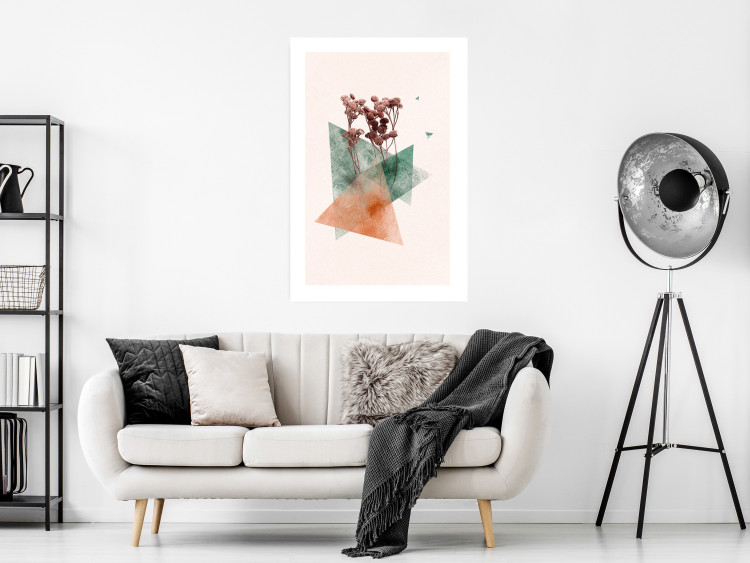 Poster Modernist Flower - abstract colorful triangles with plants 131820 additionalImage 3