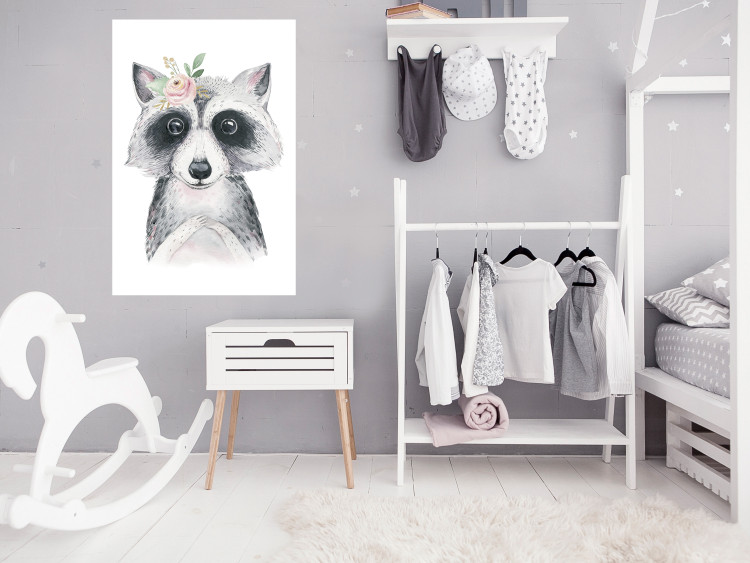 Wall Poster Little Raccoon - funny portrait of an animal on a white contrasting background 135720 additionalImage 19