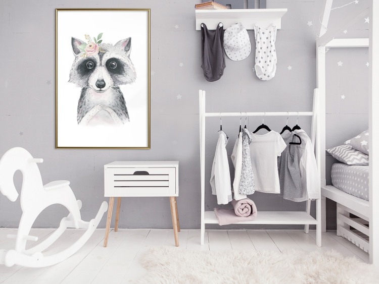 Wall Poster Little Raccoon - funny portrait of an animal on a white contrasting background 135720 additionalImage 15