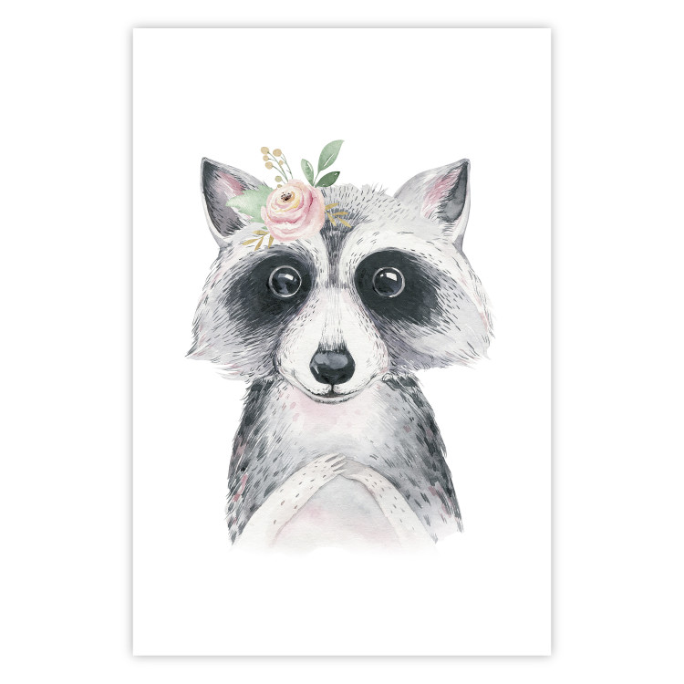 Wall Poster Little Raccoon - funny portrait of an animal on a white contrasting background 135720 additionalImage 12