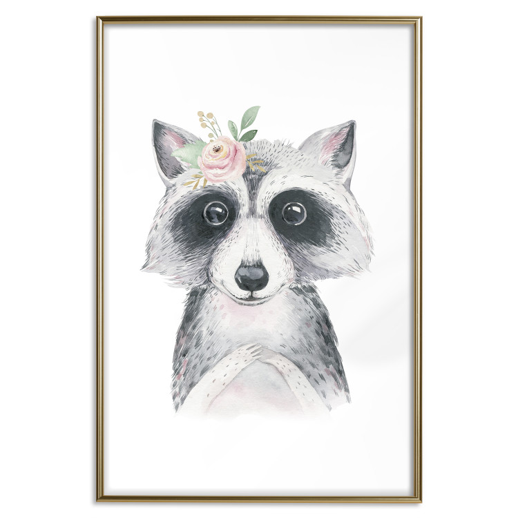 Wall Poster Little Raccoon - funny portrait of an animal on a white contrasting background 135720 additionalImage 9