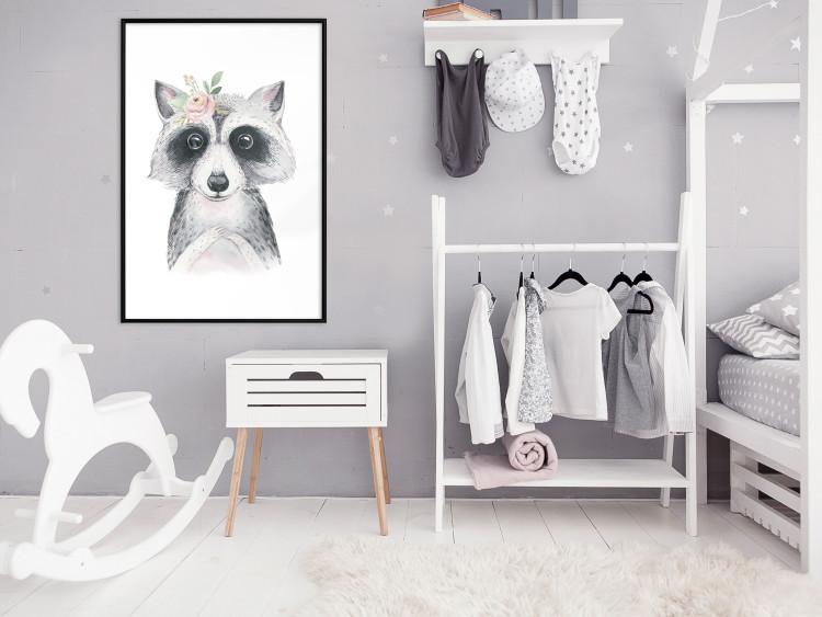 Wall Poster Little Raccoon - funny portrait of an animal on a white contrasting background 135720 additionalImage 16