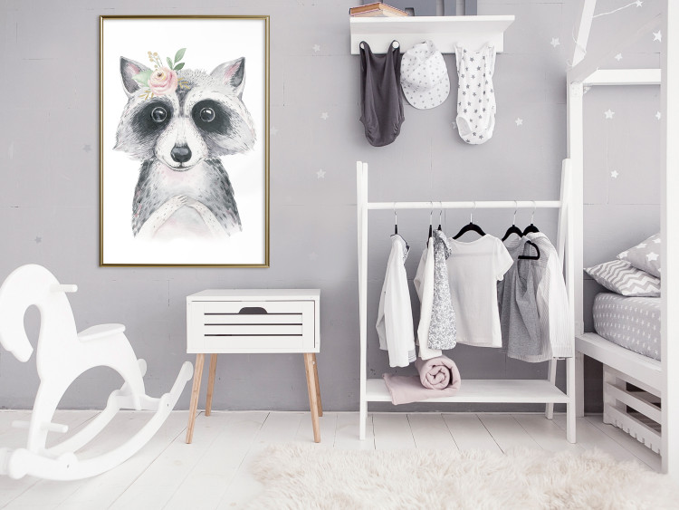 Wall Poster Little Raccoon - funny portrait of an animal on a white contrasting background 135720 additionalImage 20