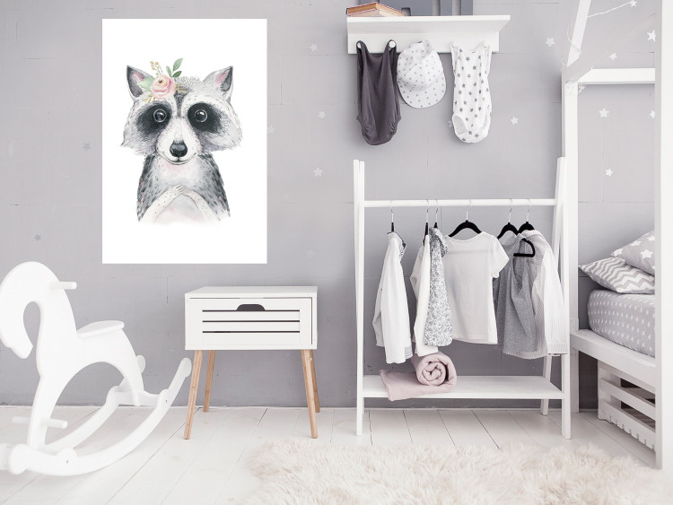 Wall Poster Little Raccoon - funny portrait of an animal on a white contrasting background 135720 additionalImage 18