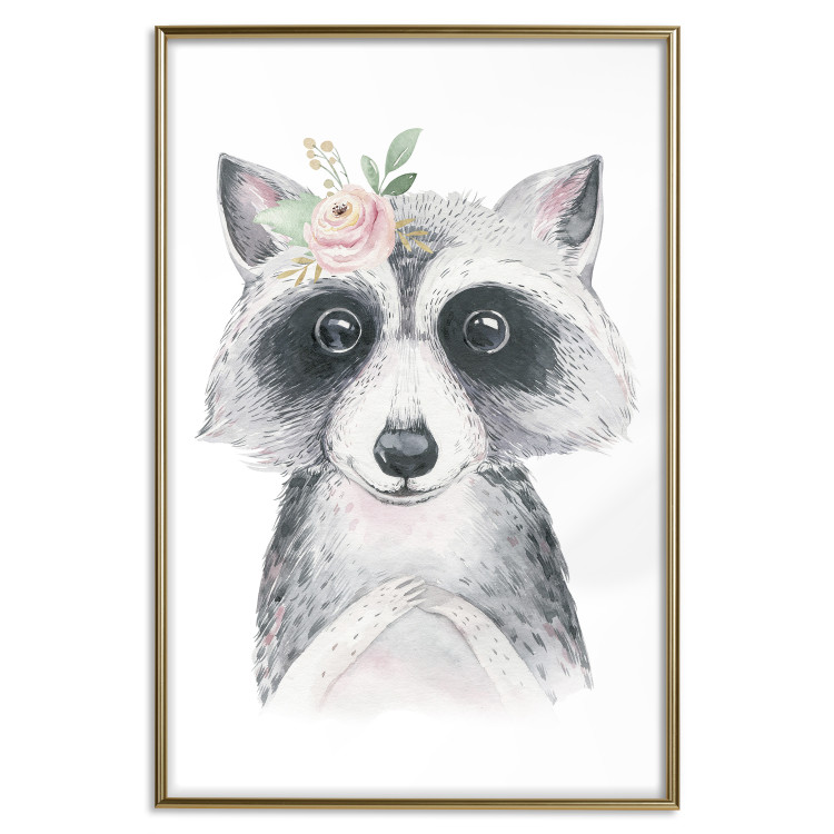 Wall Poster Little Raccoon - funny portrait of an animal on a white contrasting background 135720 additionalImage 11