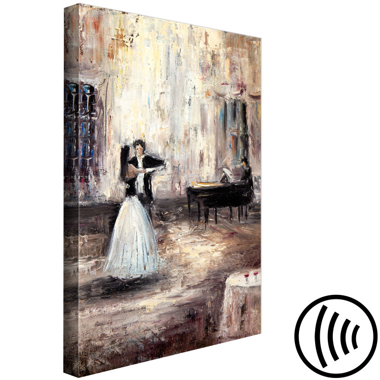 Canvas Art Print Dancing couple - artistic composition with people and piano 135920 additionalImage 6