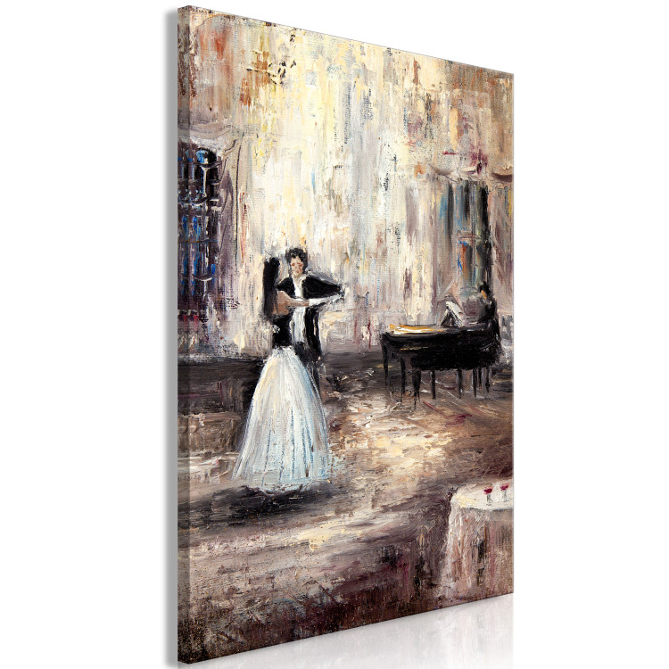 Canvas Art Print Dancing couple - artistic composition with people and piano 135920 additionalImage 2