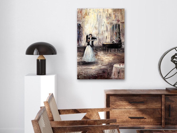 Canvas Art Print Dancing couple - artistic composition with people and piano 135920 additionalImage 3