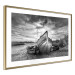 Poster Journey into Nature - black and white abandoned boat against sky and clouds 138720 additionalThumb 2