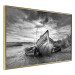 Poster Journey into Nature - black and white abandoned boat against sky and clouds 138720 additionalThumb 3