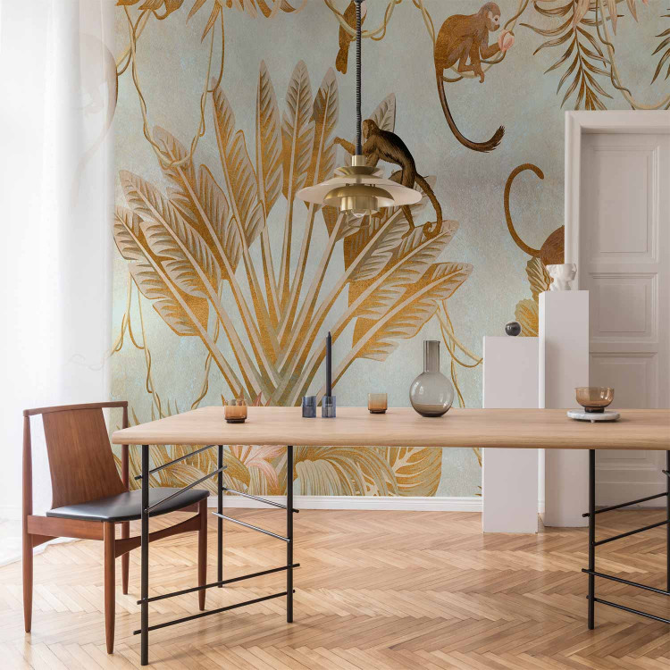 Wall Mural Jungle in gold - graphics with exotic animals and plants 138820 additionalImage 6