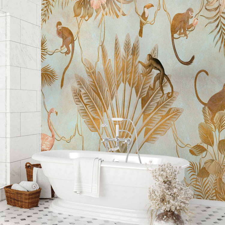 Wall Mural Jungle in gold - graphics with exotic animals and plants 138820 additionalImage 8
