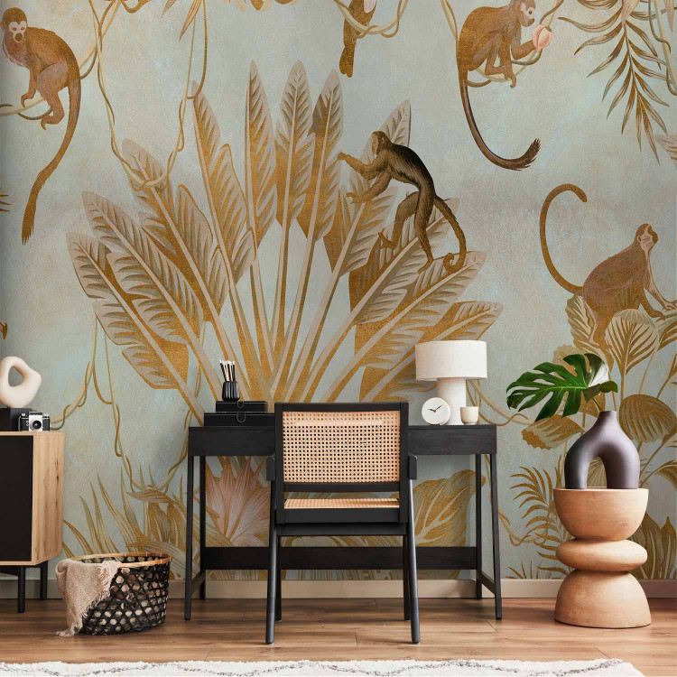 Wall Mural Jungle in gold - graphics with exotic animals and plants 138820 additionalImage 4