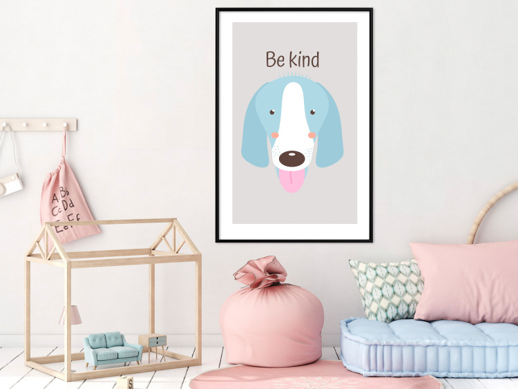 Wall Poster Be Kind - Blue Cheerful Dog and Motivational Slogan for Children 146620 additionalImage 21
