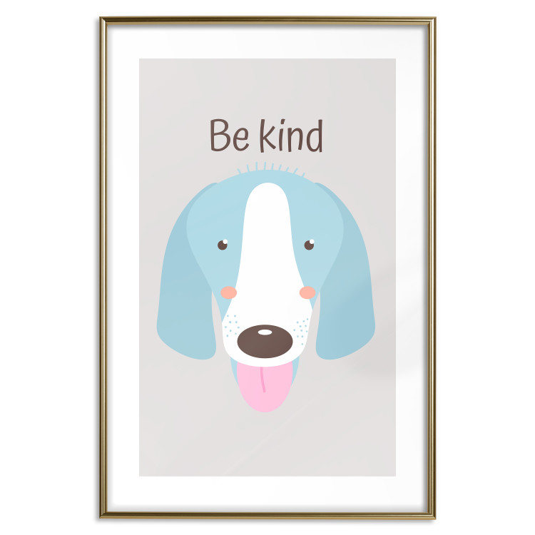 Wall Poster Be Kind - Blue Cheerful Dog and Motivational Slogan for Children 146620 additionalImage 25