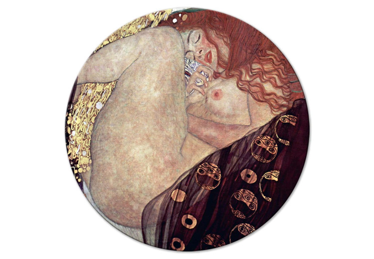Round Canvas Gustav Klimt - Danae - Painted Nude Showing a Lying Woman 148720