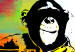 Canvas Art Print Monkey with Banana (1-piece) - Banksy-style mural on a colorful background 148920 additionalThumb 5