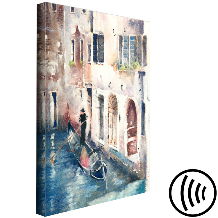 Canvas Art Print The City of Venice - Gondolier in His Boat Painted With Watercolor 149820 additionalImage 6