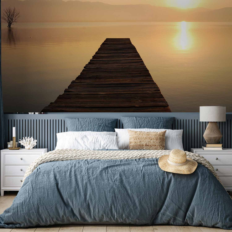 Wall Mural Sunset - Lake Bridge with Lone Tree and Mountains in the Background 59920 additionalImage 2