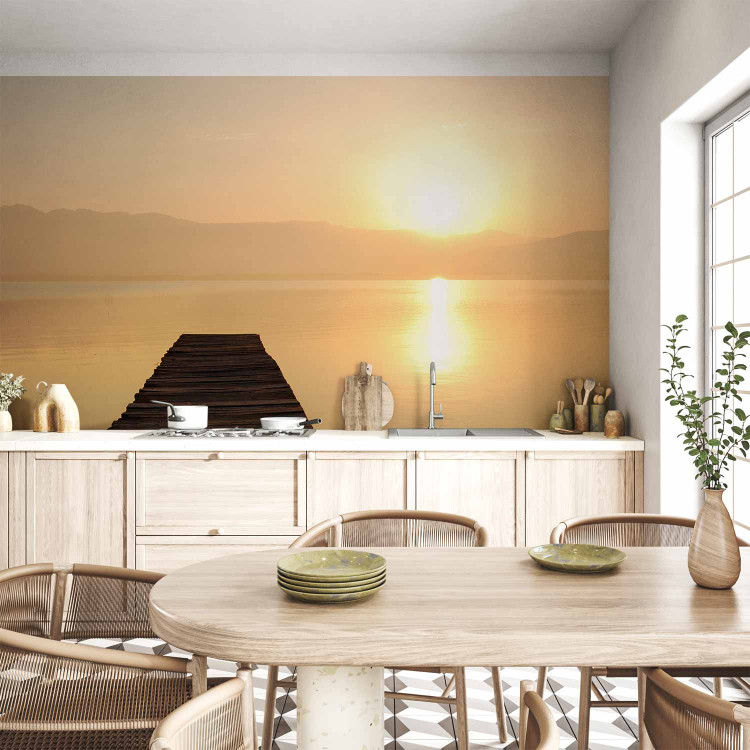 Wall Mural Sunset - Lake Bridge with Lone Tree and Mountains in the Background 59920 additionalImage 6
