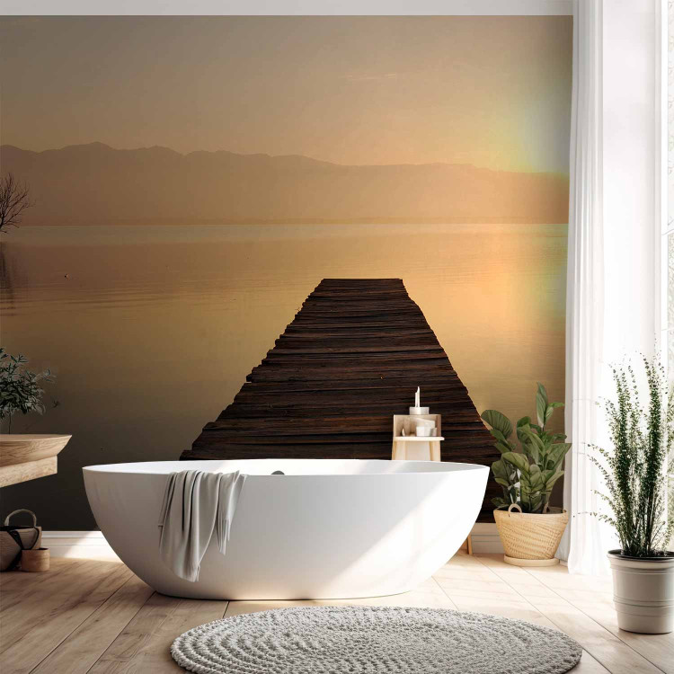 Wall Mural Sunset - Lake Bridge with Lone Tree and Mountains in the Background 59920 additionalImage 8