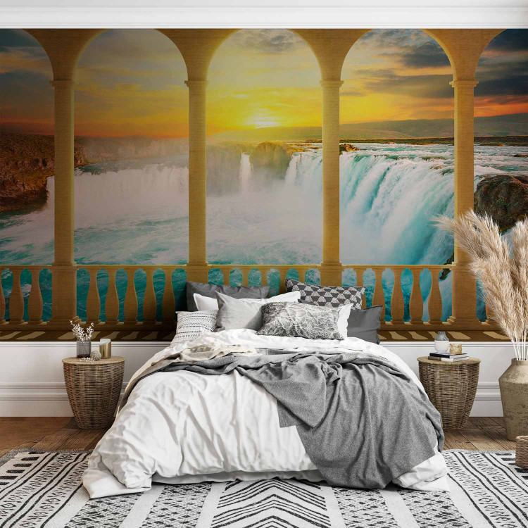 Photo Wallpaper Dream of Niagara Falls - River Landscape with Waterfall behind Columns 60020 additionalImage 2