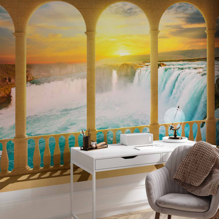 Photo Wallpaper Dream of Niagara Falls - River Landscape with Waterfall behind Columns 60020 additionalImage 4