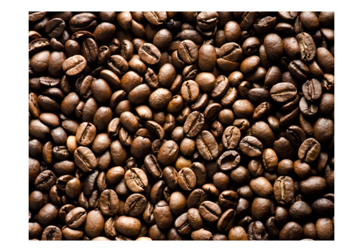 Photo Wallpaper Coffee beans - brown pattern with grains ideal for kitchen or cafe 60220 additionalImage 1