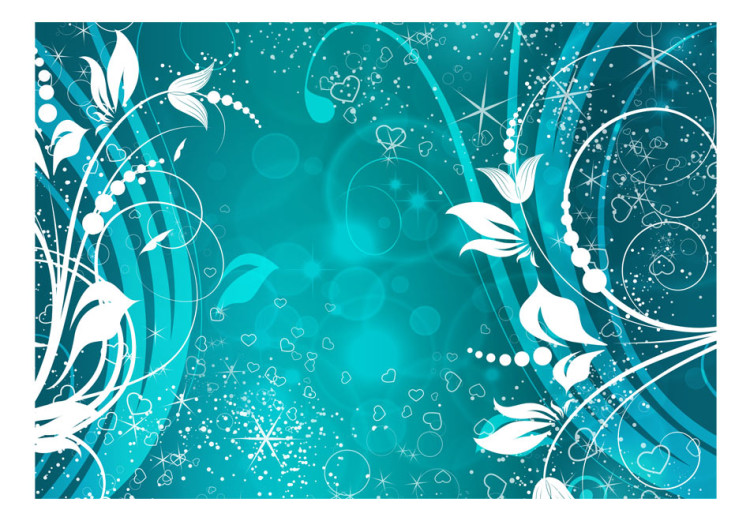 Photo Wallpaper Turquoise Faces of Magic - Floral Motif on Background with Imaginary Pattern 60820 additionalImage 1