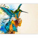 Photo Wallpaper Colorful Hummingbird - Fantasy with musical notes on a beige background with patterns 61320 additionalThumb 1