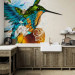 Photo Wallpaper Colorful Hummingbird - Fantasy with musical notes on a beige background with patterns 61320 additionalThumb 6